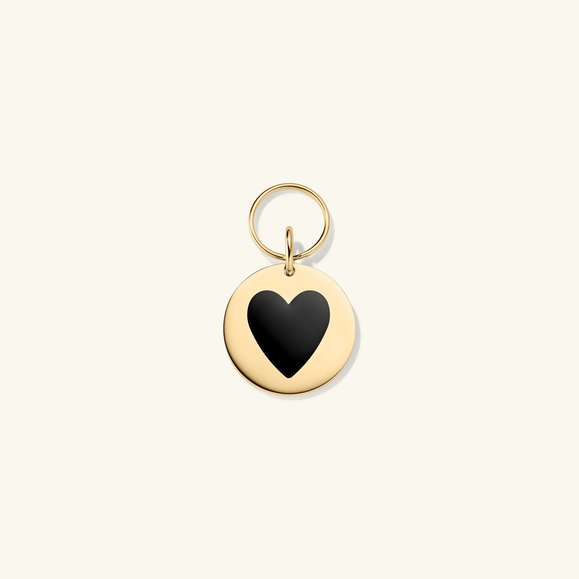 Lifestyle | Mejuri Round Heart Pet Tag 24kGoldPlatedStainlessSteel,BlackEnamel